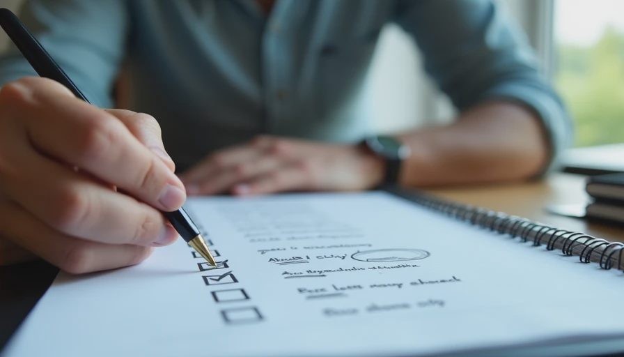 An engineer checking off verification steps on a handwritten reproducibility checklist before publishing metrics.