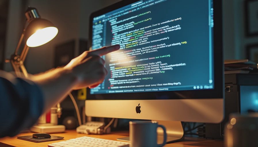 A developer’s finger pointing at a low-relevance BM25 search result ranked higher than a high-relevance one.