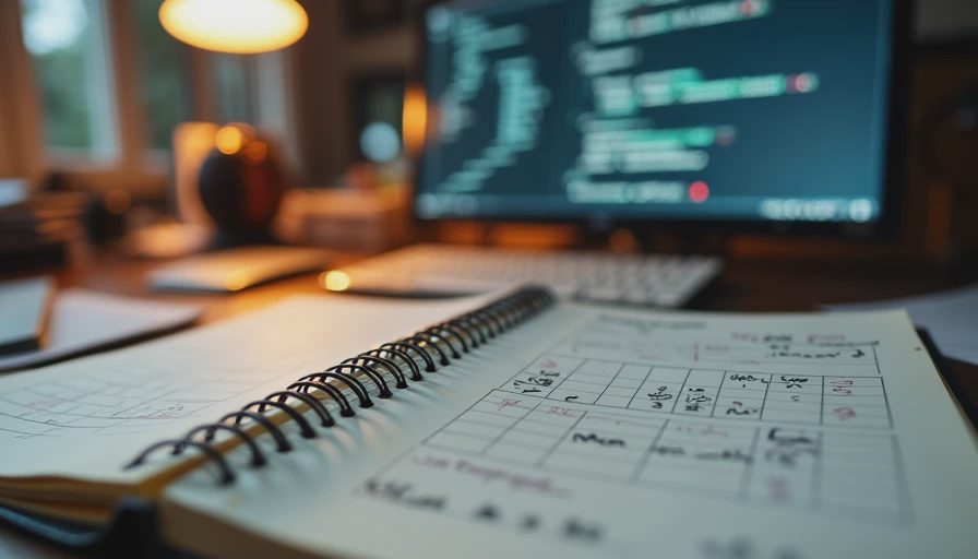 A handwritten technical notebook detailing retrieval benchmarks and latency metrics on a cluttered engineer desk.
